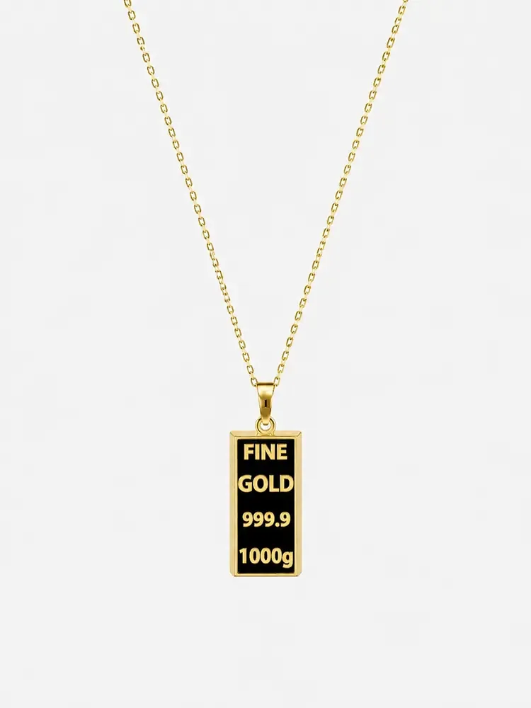 8 Ayar Gold Külçe Motifli Kolye