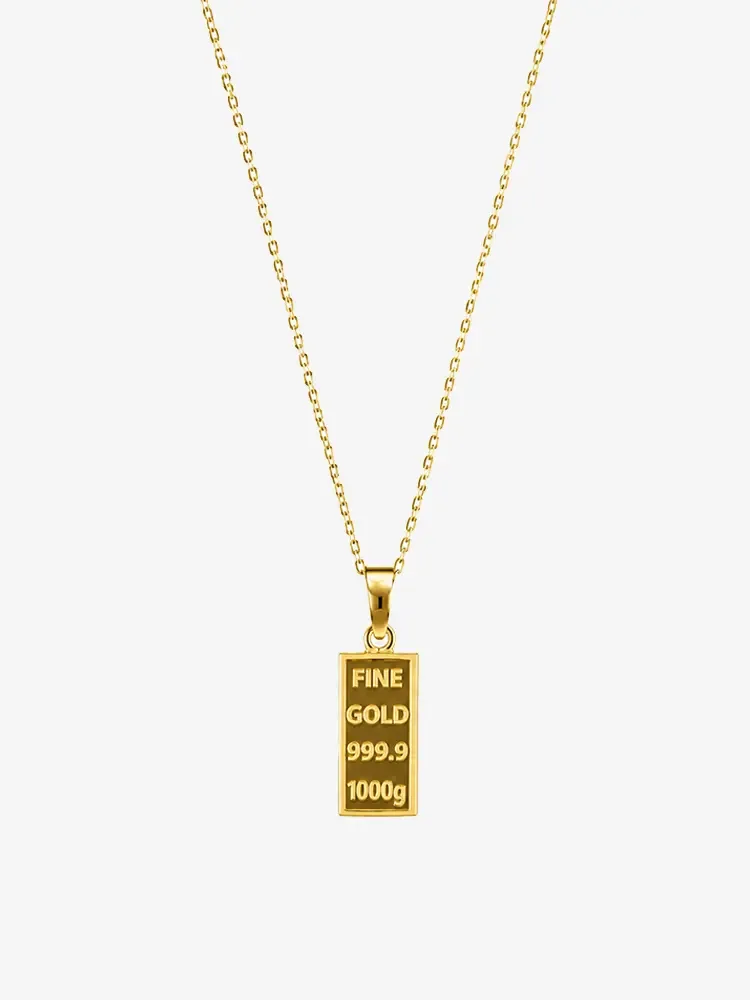8 Ayar Fine Gold Külçe Motifli Kolye