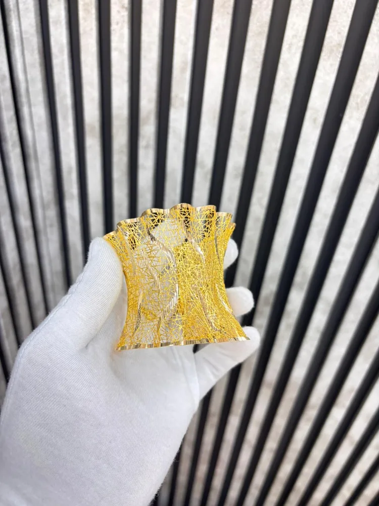 8 Ayar Tül Kelepçe Bilezik 7 cm Sarı Altın